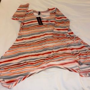 Summer Dress La Moda Top Striped Beach Swim Coverup Dress NWT Orange Gray S/M